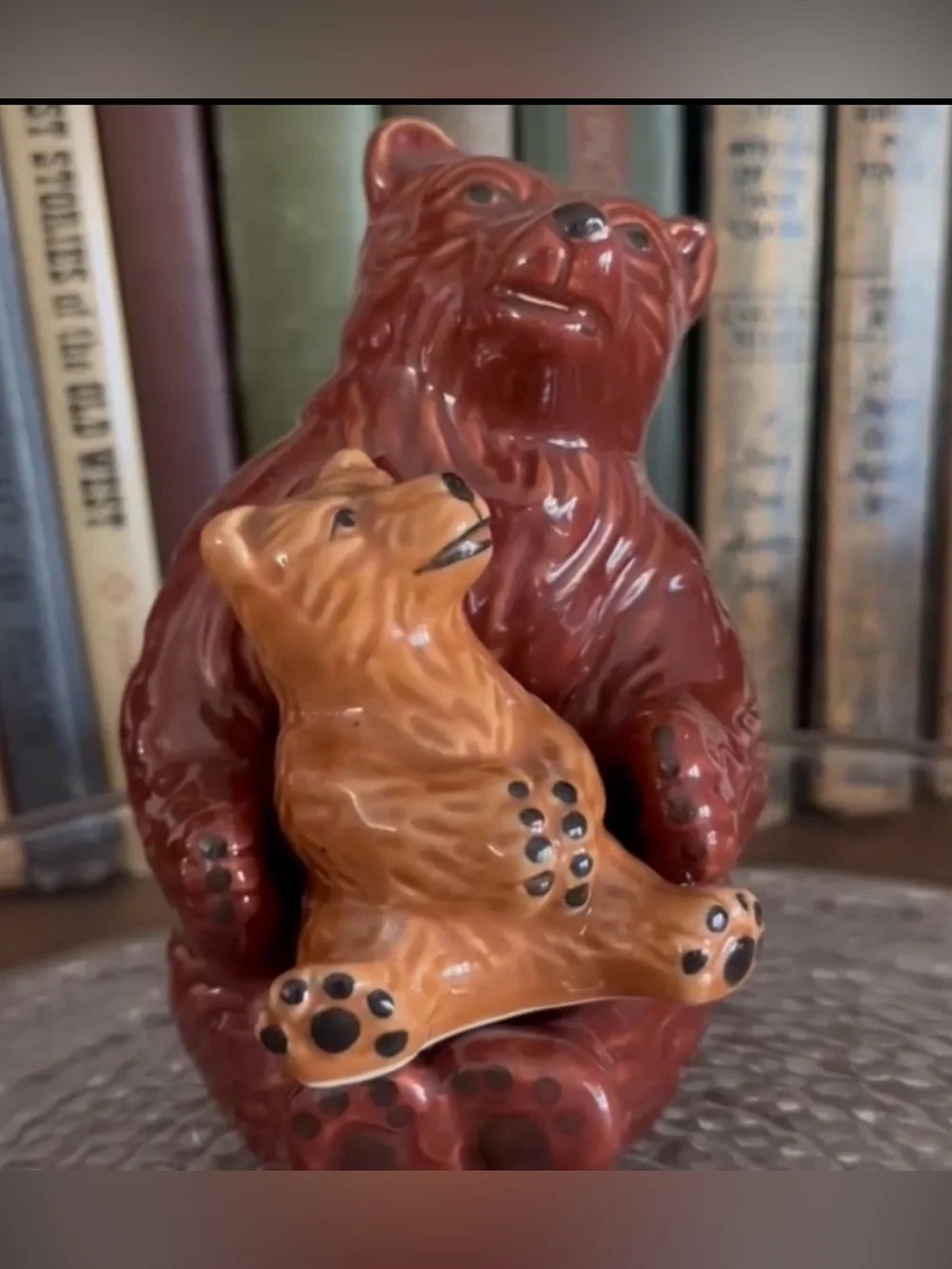 Charming Brown Bear and Cub Salt & Pepper Shaker Set Ceramic